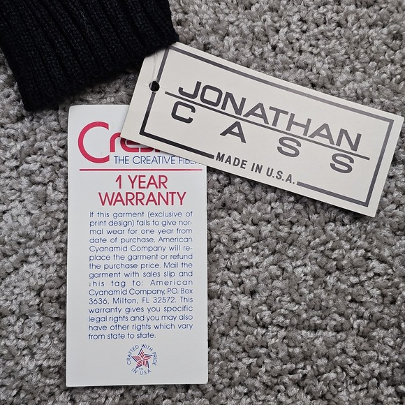 Vtg Jonathan Cass Sweater Womens Small Black Purple Floral Abstract Knit 80s - Picture 7 of 8